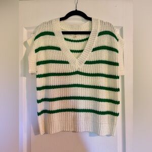 Entro Green and White Striped Knit Top